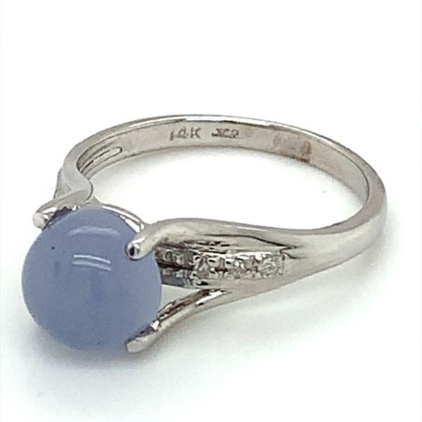 14Kt White Estate Ring with Lavendar Jade and Diamonds Image 2 Ellsworth Jewelers Ellsworth, ME