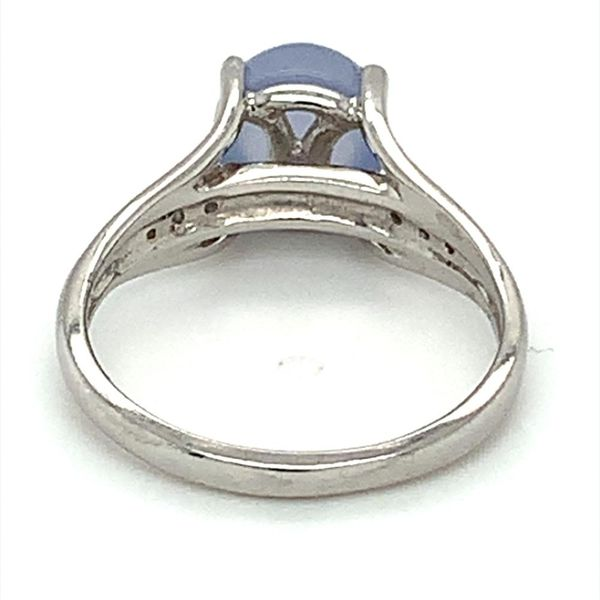 14Kt White Estate Ring with Lavendar Jade and Diamonds Image 3 Ellsworth Jewelers Ellsworth, ME