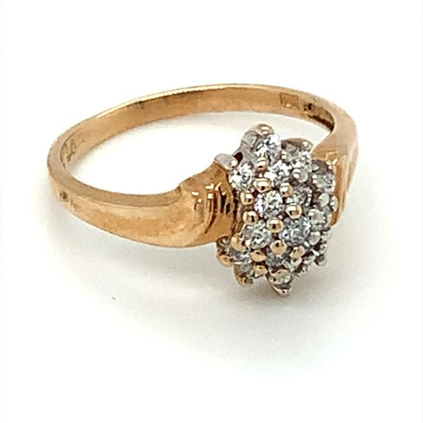 10Kt Yellow Estate Cluster Ring with Cubic Zirconia Image 4 Ellsworth Jewelers Ellsworth, ME