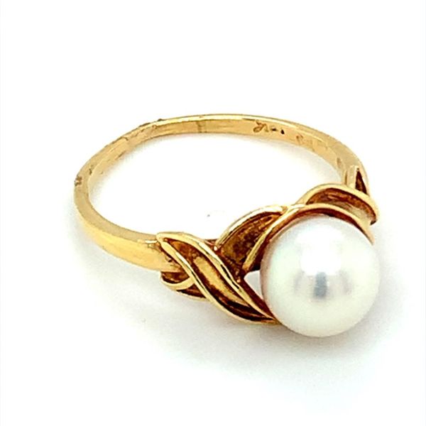 10K Yellow Gold Estate Ring with Cultured Pearl Image 4 Ellsworth Jewelers Ellsworth, ME