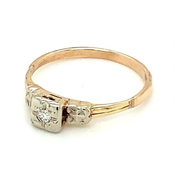 14K Two-Tone Estate Ring with Round Diamond Image 2 Ellsworth Jewelers Ellsworth, ME