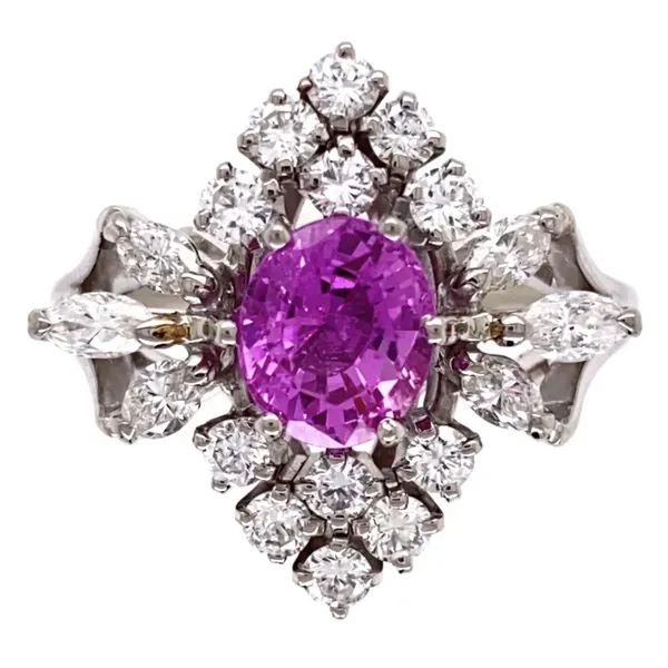 18K White Gold Estate Pink Sapphire & Diamond Ring Ellsworth Jewelers Ellsworth, ME