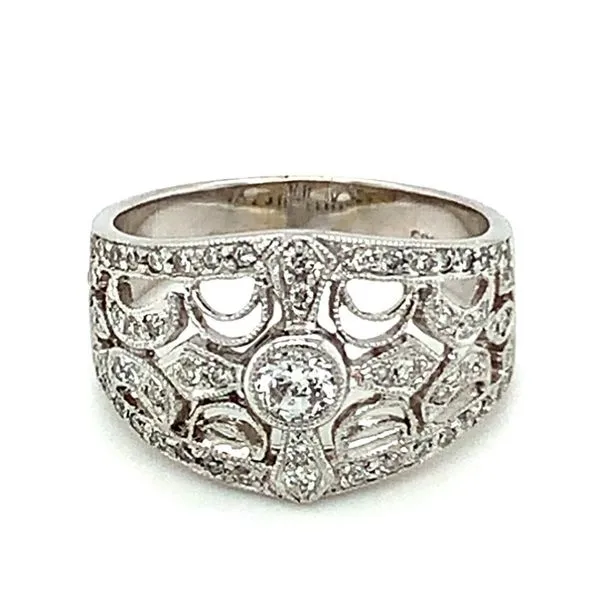 14K White Gold Estate Diamond Cross Ring Ellsworth Jewelers Ellsworth, ME