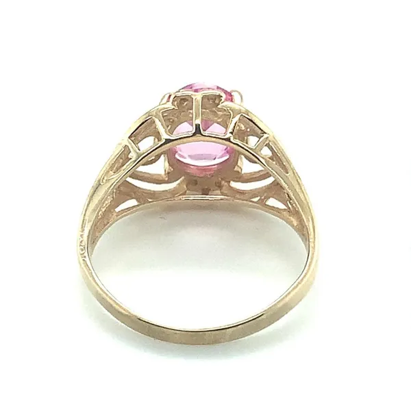 14K Yellow Gold Estate Ring with Oval Pink Synthetic Stone Image 3 Ellsworth Jewelers Ellsworth, ME