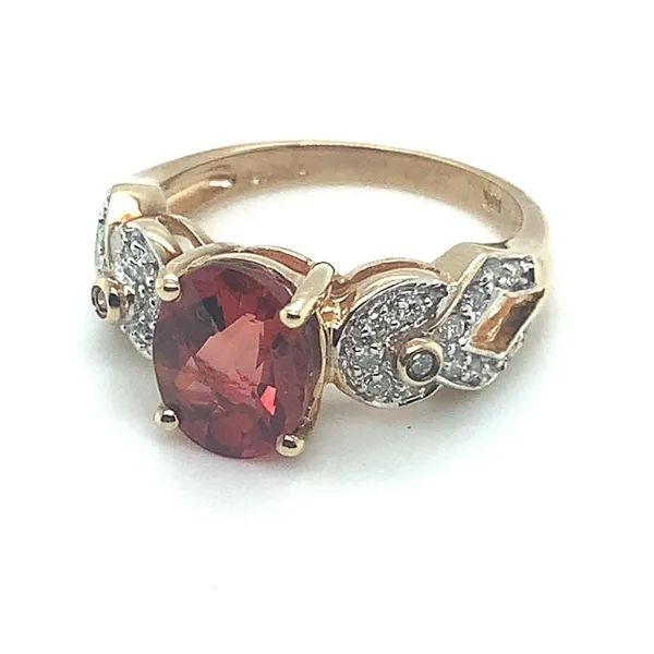 10K Yellow Gold Estate Ring with Oval Synthetic Stone and Round Diamonds Image 2 Ellsworth Jewelers Ellsworth, ME