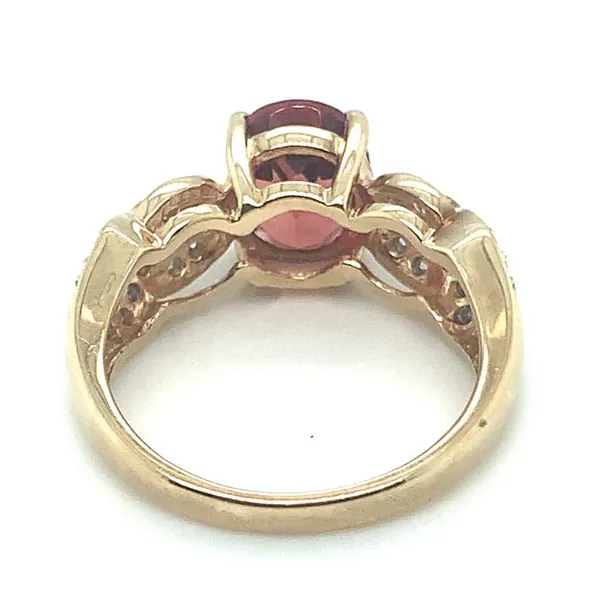 10K Yellow Gold Estate Ring with Oval Synthetic Stone and Round Diamonds Image 3 Ellsworth Jewelers Ellsworth, ME