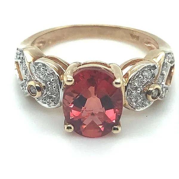 10K Yellow Gold Estate Ring with Oval Synthetic Stone and Round Diamonds Ellsworth Jewelers Ellsworth, ME