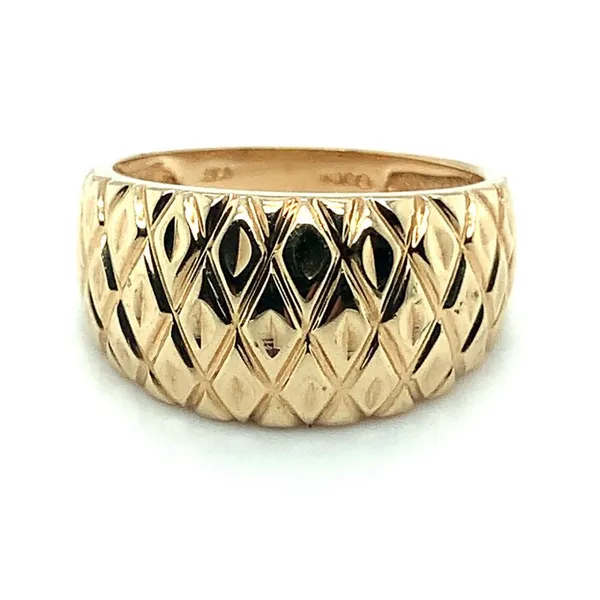14K Yellow Gold Estate Shrimp Ring with Pattern Ellsworth Jewelers Ellsworth, ME