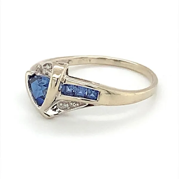 14K White Gold Estate Ring with Purplish Blue Synthetic Sapphires and Round Diamonds Image 2 Ellsworth Jewelers Ellsworth, ME