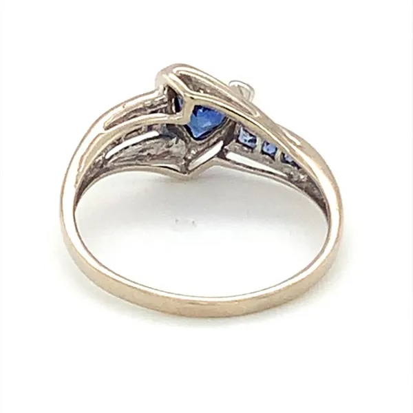 14K White Gold Estate Ring with Purplish Blue Synthetic Sapphires and Round Diamonds Image 3 Ellsworth Jewelers Ellsworth, ME