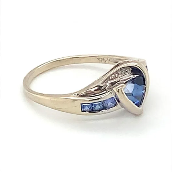 14K White Gold Estate Ring with Purplish Blue Synthetic Sapphires and Round Diamonds Image 4 Ellsworth Jewelers Ellsworth, ME
