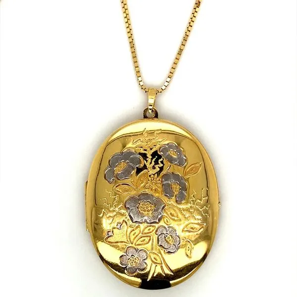 14K Yellow Gold Estate Necklace with Oval Locket Ellsworth Jewelers Ellsworth, ME