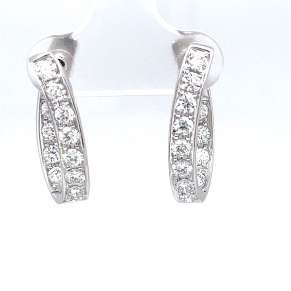 18K White Gold Diamond Hoop Earrings E.M. Smith Family Jewelers Chillicothe, OH