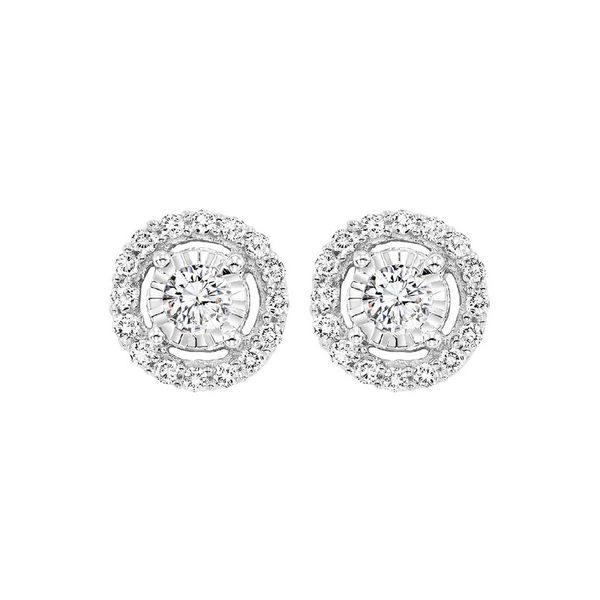 14K White Gold Diamond Halo Earrings E.M. Smith Family Jewelers Chillicothe, OH