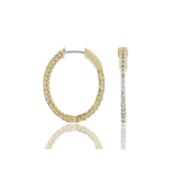 14K Yellow Gold Inside-Out Diamond Hoop Earrings E.M. Smith Family Jewelers Chillicothe, OH