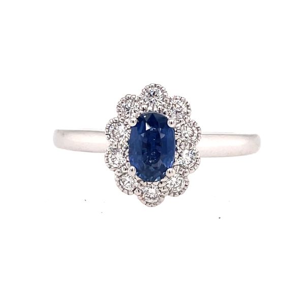 18K White Gold Blue Sapphire and Diamond Ring E.M. Smith Family Jewelers Chillicothe, OH