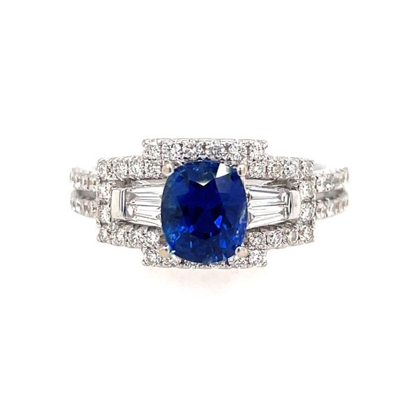18K White Gold Blue Sapphire and Diamond Ring BL-SAPP 1.60CT DIA APPROX .65CT E.M. Smith Family Jewelers Chillicothe, OH