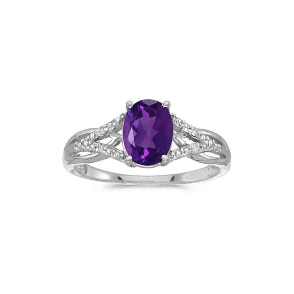 10k White Gold Oval Amethyst And Diamond Ring E.M. Smith Family Jewelers Chillicothe, OH