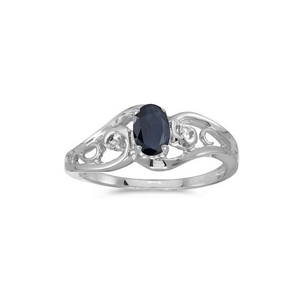 10k White Gold Oval Sapphire And Diamond Ring E.M. Smith Family Jewelers Chillicothe, OH