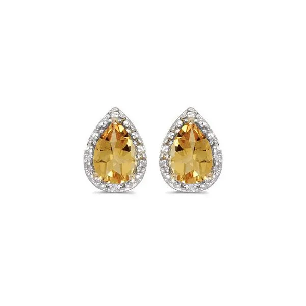 14k Yellow Gold Pear Citrine And Diamond Earrings E.M. Smith Family Jewelers Chillicothe, OH