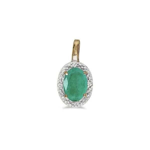 14k Yellow Gold Oval Emerald And Diamond Pendant E.M. Smith Family Jewelers Chillicothe, OH