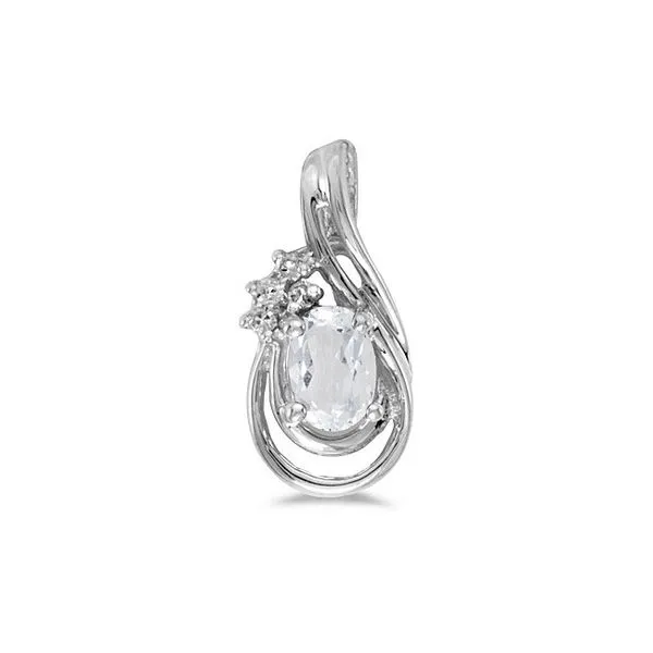 14k White Gold Oval White Topaz And Diamond Teardrop Pendant E.M. Smith Family Jewelers Chillicothe, OH