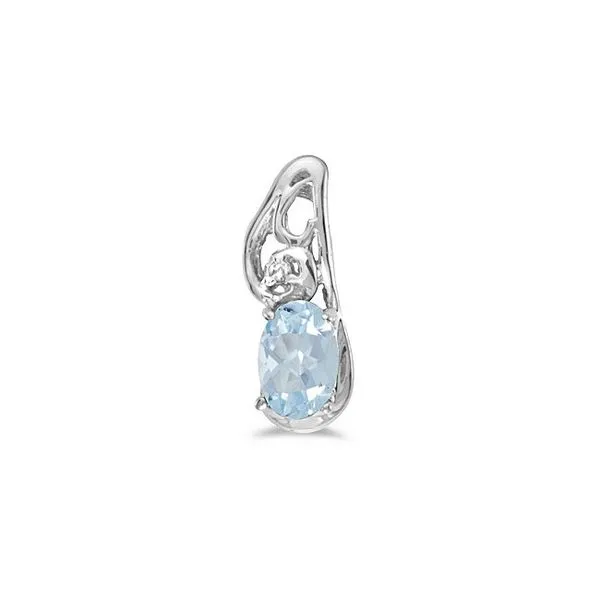14k White Gold Oval Aquamarine And Diamond Pendant E.M. Smith Family Jewelers Chillicothe, OH