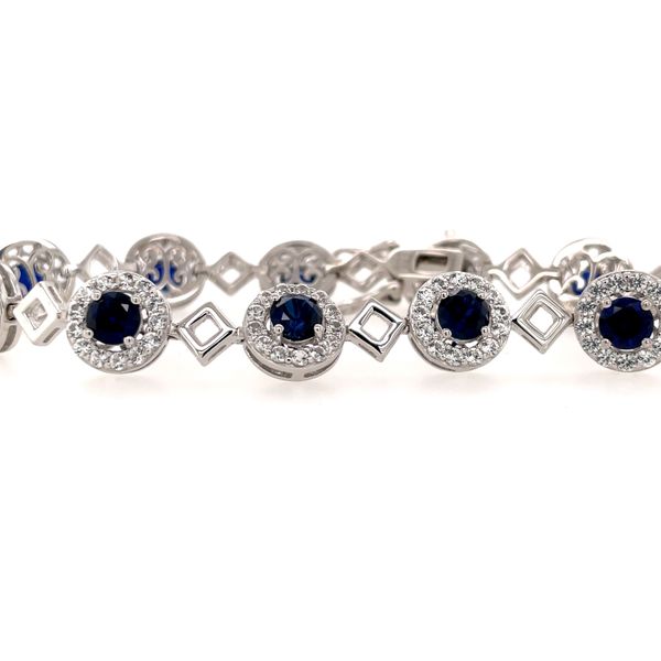 Sterling Silver Created Blue and White Sapphire Bracelet E.M. Smith Family Jewelers Chillicothe, OH