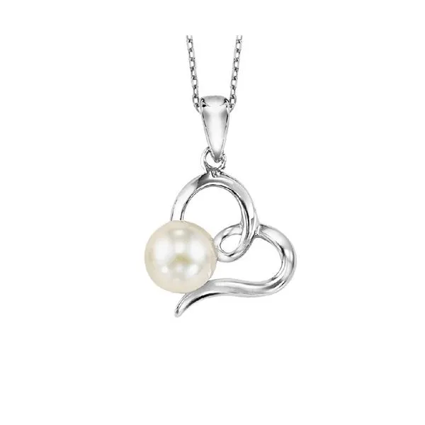 Sterling Silver Heart Necklace with White Freshwater Pearl E.M. Smith Family Jewelers Chillicothe, OH