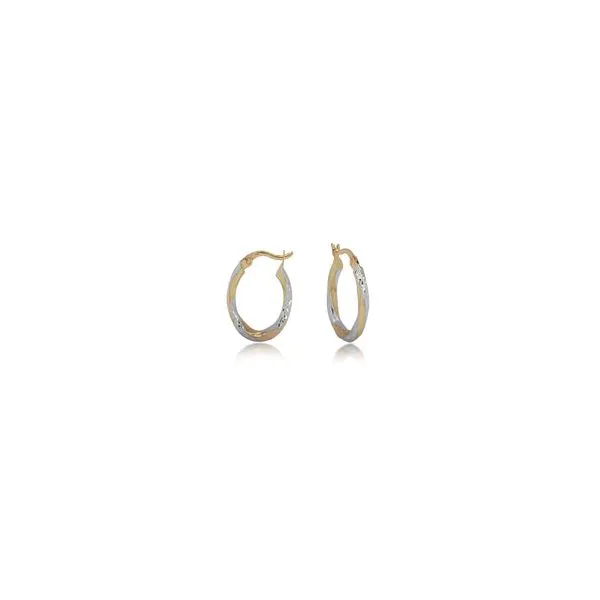 14K Two-Tone White/Yellow Gold Textured Hoop Earrings E.M. Smith Family Jewelers Chillicothe, OH