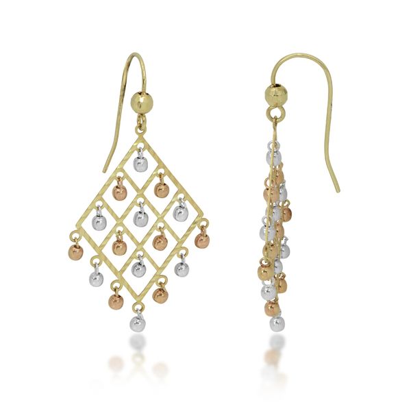 14K Tri-Gold (White/Yellow/Rose) Chandlier Drop Earrings E.M. Smith Family Jewelers Chillicothe, OH
