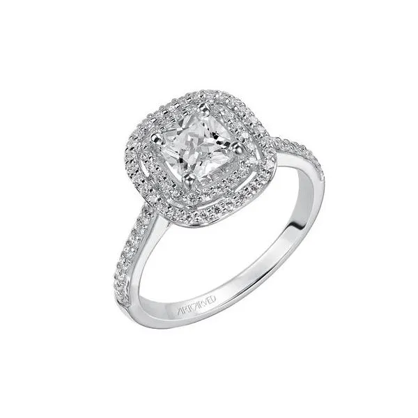 Cushion Cut Diamond Engagement Ring With Double Halo Semi M