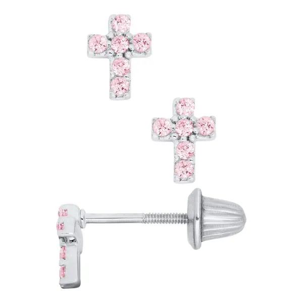 SS Pink CZ Cross Studs E.M. Smith Family Jewelers Chillicothe, OH
