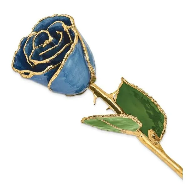 Lacquer Dipped Gold Trimmed Navy Pearl Real Rose E.M. Smith Family Jewelers Chillicothe, OH