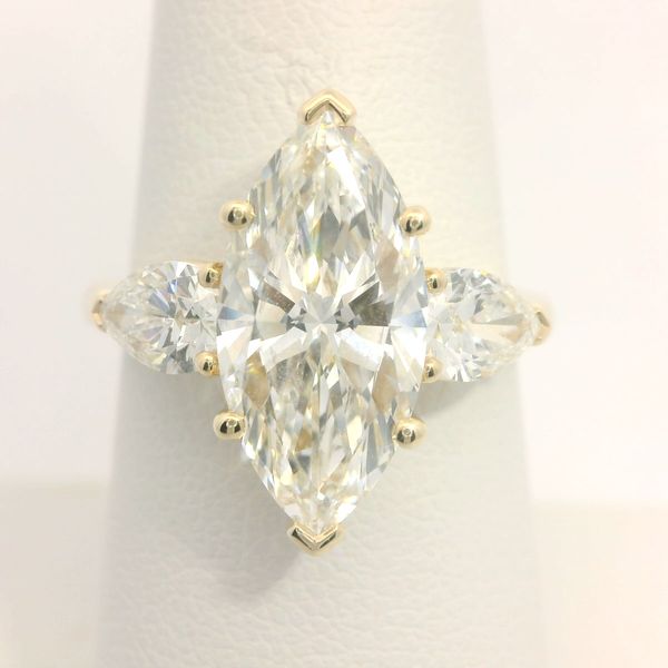 Yellow 14 Karat Three Stone Lab Grown Diamond Engagement Ring Enhancery Jewelers San Diego, CA