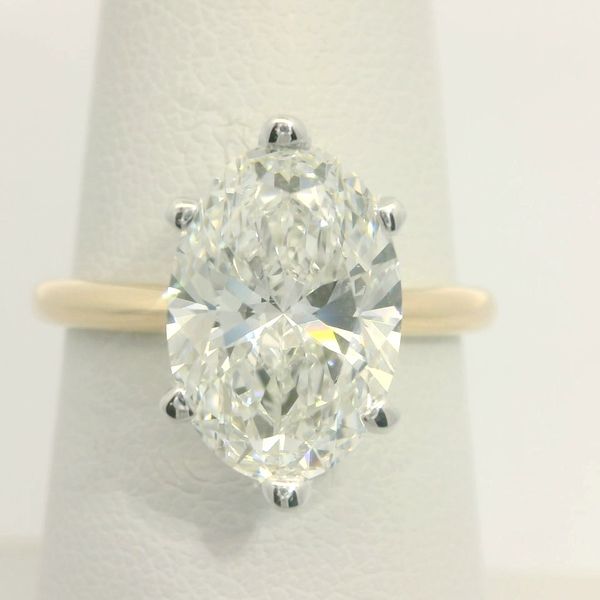 Two Tone 14 Karat Solitaire Lab Grown Diamond Engagement Ring Enhancery Jewelers San Diego, CA