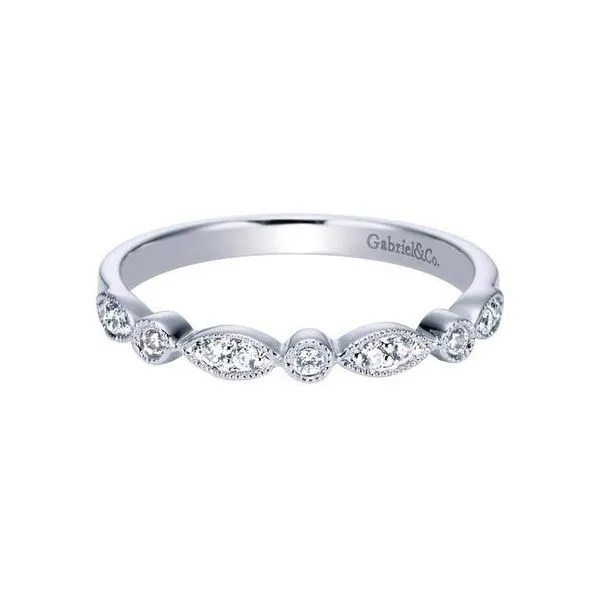 GABRIEL & CO  WB3848 14k White Gold Diamond Scalloped  Wedding Band, Enhancery Jewelers San Diego, CA