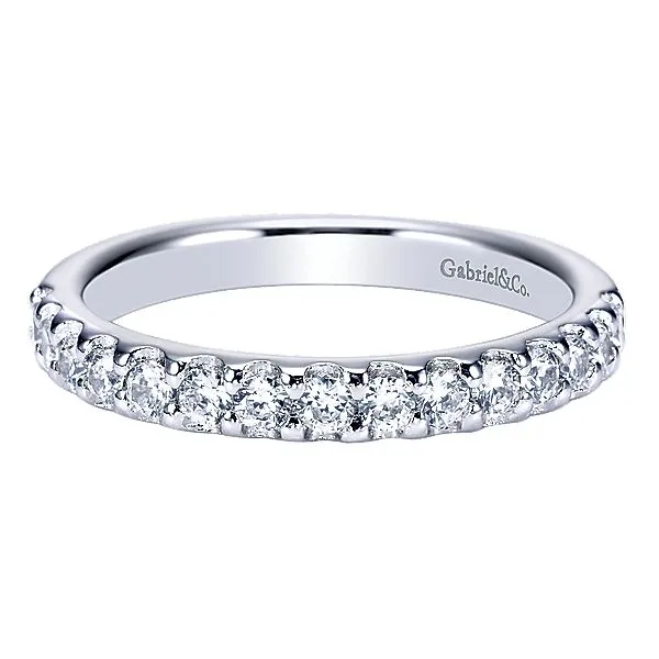 Gabriel & Co WB4254 Lady's 14k White Gold Half Anniversary Wedding Band Enhancery Jewelers San Diego, CA