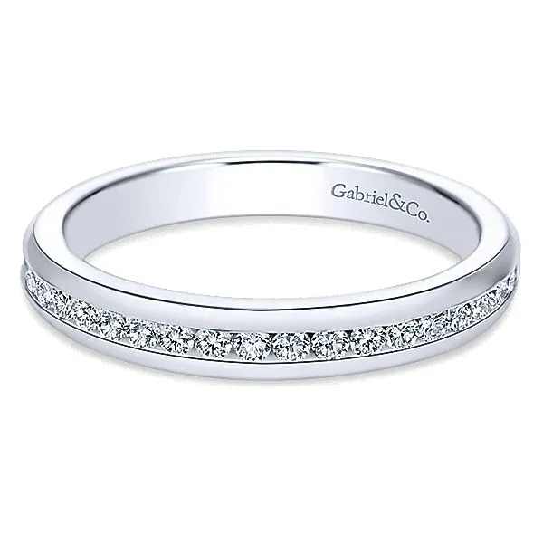 Gabriel & Co  WB6592 Lady's White 14 Karat Channel Set Wedding Band Enhancery Jewelers San Diego, CA
