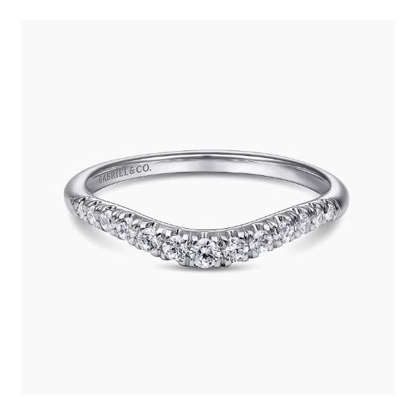 Annecy - Curved 14K White Gold French Pave Diamond Wedding Band Enhancery Jewelers San Diego, CA