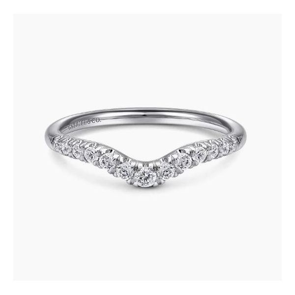 Chambery - Curved 14K White Gold French Pave Diamond Wedding Band Enhancery Jewelers San Diego, CA