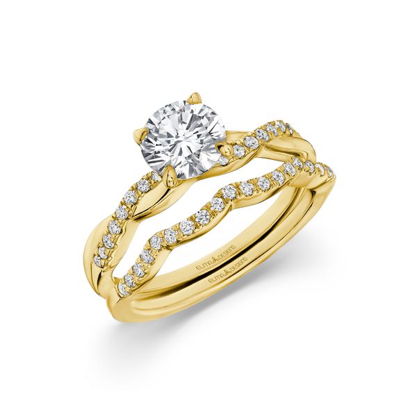 Yellow 18 Karat Contour Wedding Band With Diamonds Enhancery Jewelers San Diego, CA