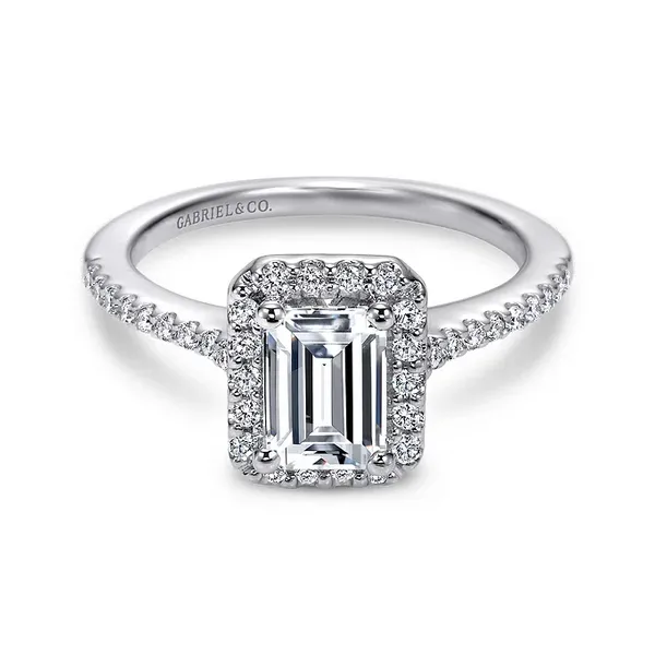 GABRIEL & CO ER5822 14k White Gold Diamond Halo Engagement Ring Enhancery Jewelers San Diego, CA