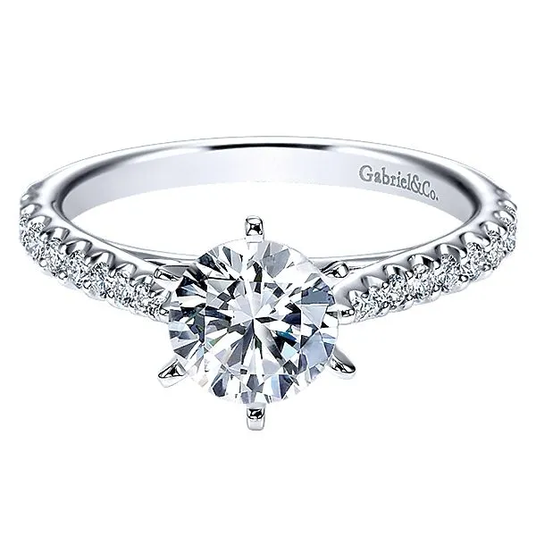 Gabriel ER6692 Diamond Engagement Ring, 14K White Gold Semi-Mount With  20= .35ct Round Diamonds Also available in Rose Gold, Ye Enhancery Jewelers San Diego, CA