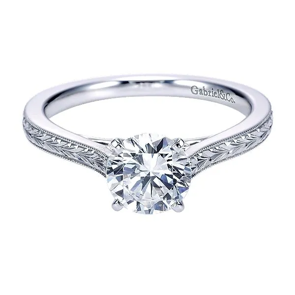 Gabriel ER7222 14K White Gold Solataire Engagement Ring Enhancery Jewelers San Diego, CA