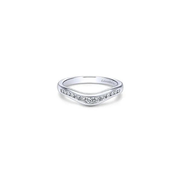 GABRIEL & CO AN10962 Lady's White  Curved Channel Anniversary Ring Enhancery Jewelers San Diego, CA