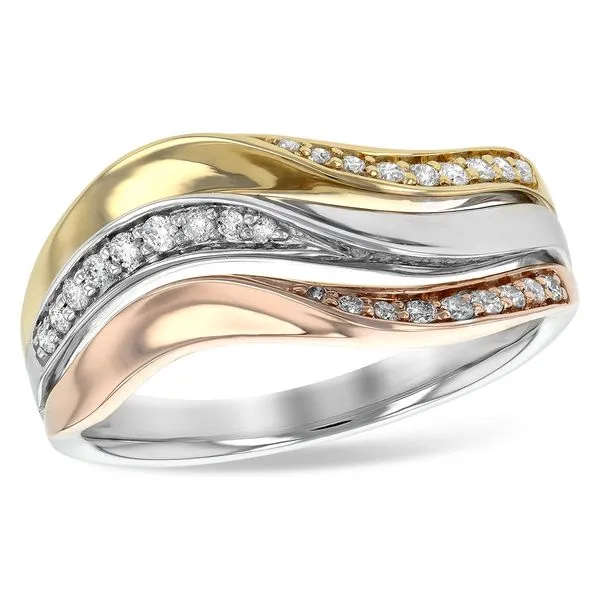 Tri-Color 14 Karat Band With Diamonds Enhancery Jewelers San Diego, CA