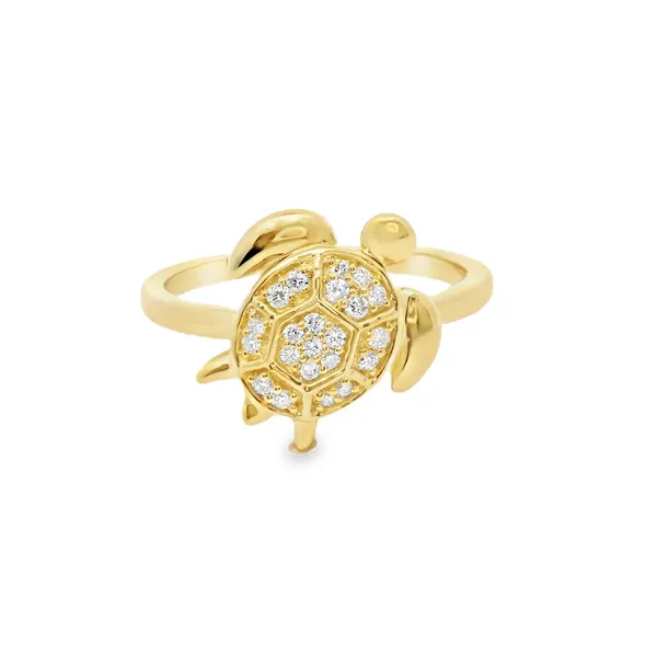 Yellow 14 Karat Turtle Fashion Ring With Diamonds Enhancery Jewelers San Diego, CA