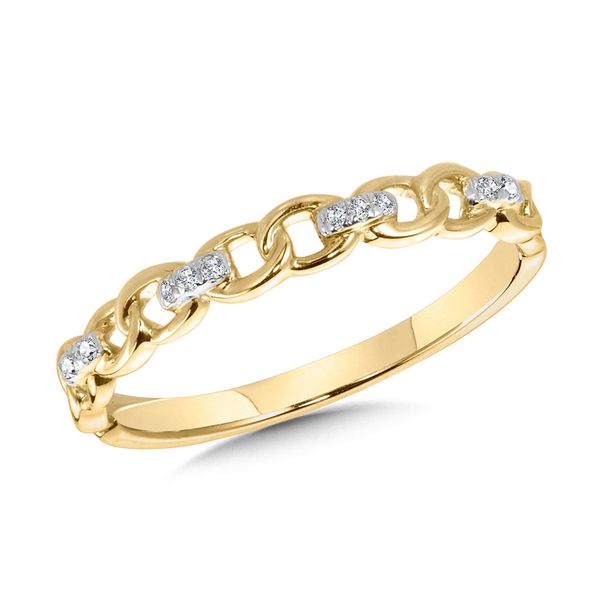 Yellow 10 Karat Chain Link Diamond Fashion Ring Enhancery Jewelers San Diego, CA