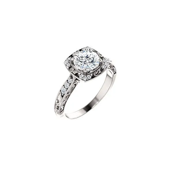 Vintage-Inspired Halo  Diamond Engagement Ring Enhancery Jewelers San Diego, CA